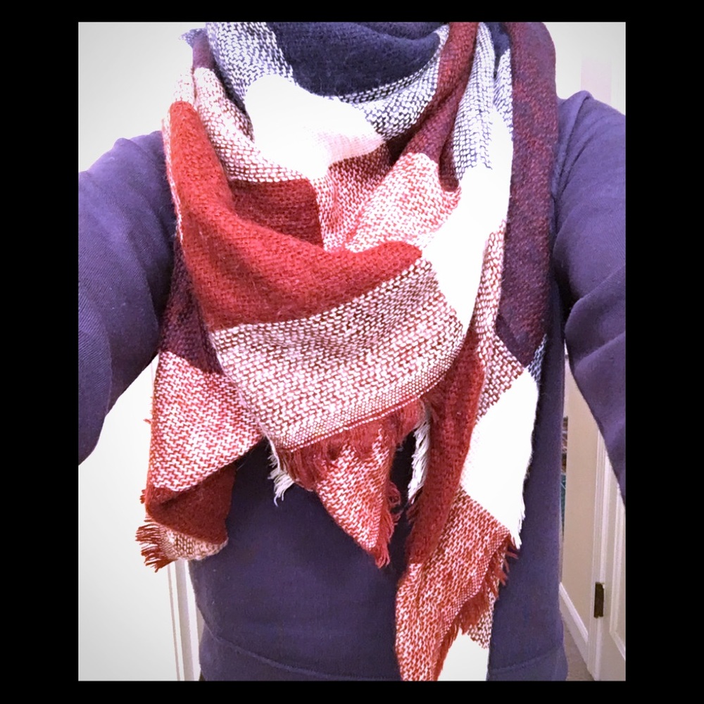 Blanket Scarf 🧣- Red, White, and Blue